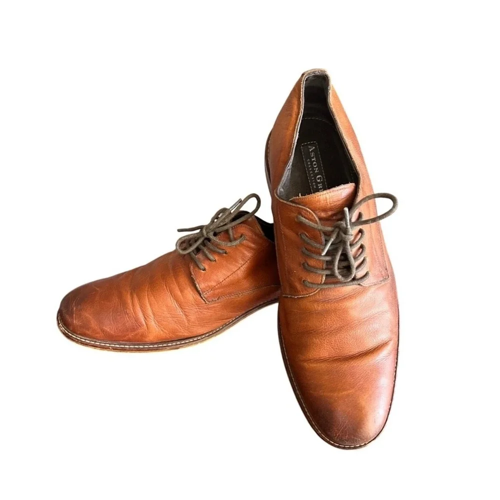 Aston Grey‎ Leather Dress Shoes Oxford Lace Up Casual Brown Shoes 13